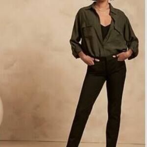 BANANA REPUBLIC Factory Black Sloan Fit Skinny Dress Pants Size 10